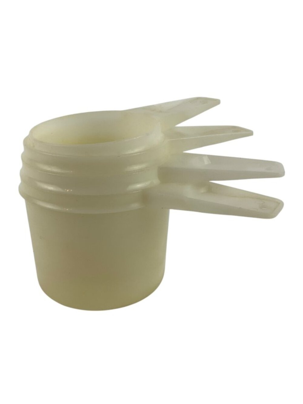Vintage Tupperware Sheer White Plastic Measuring Cups Set Of 4 USA 1/3 to 1 cup